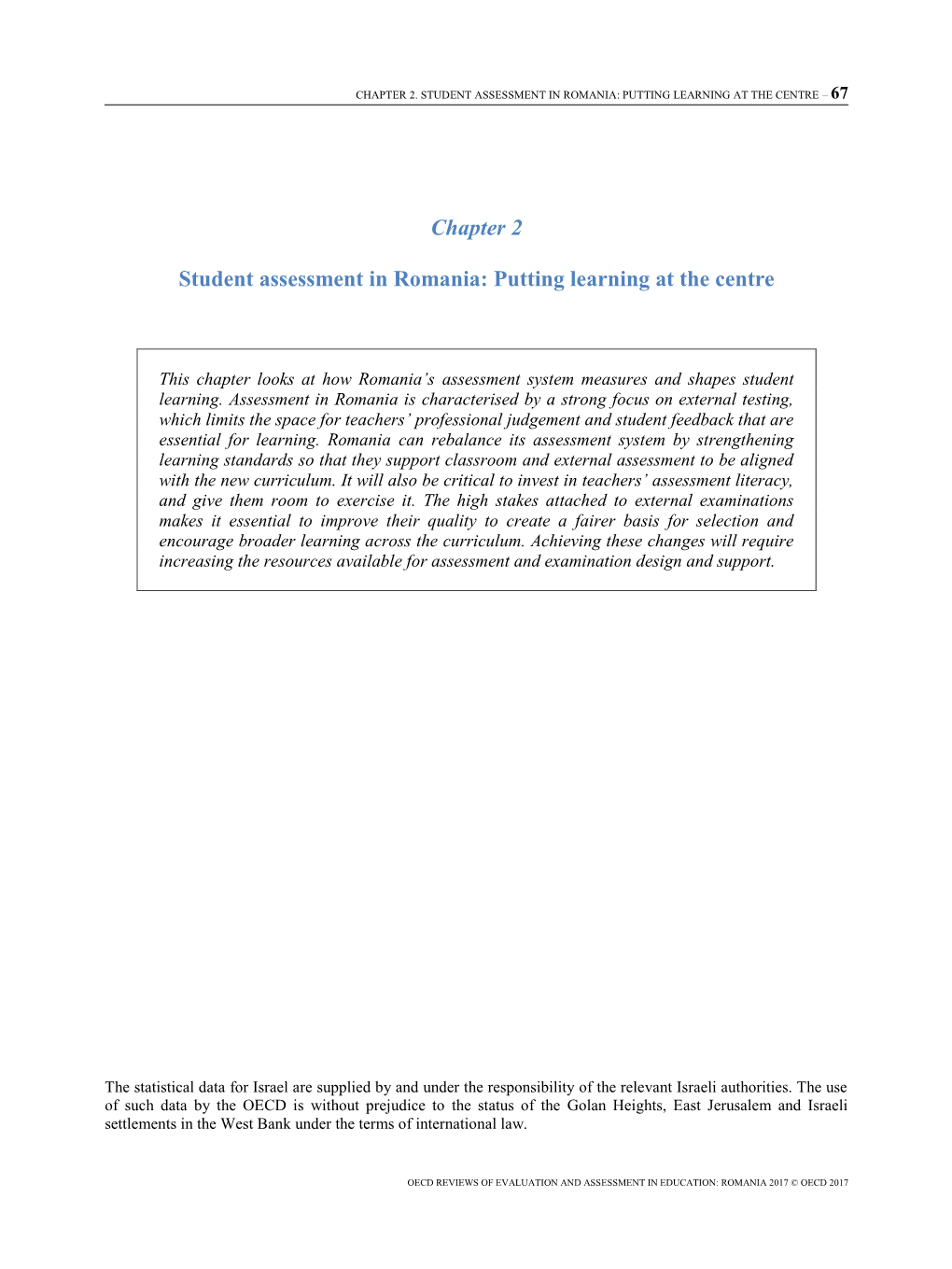 Chapter 2 Student Assessment in Romania: Putting Learning at The