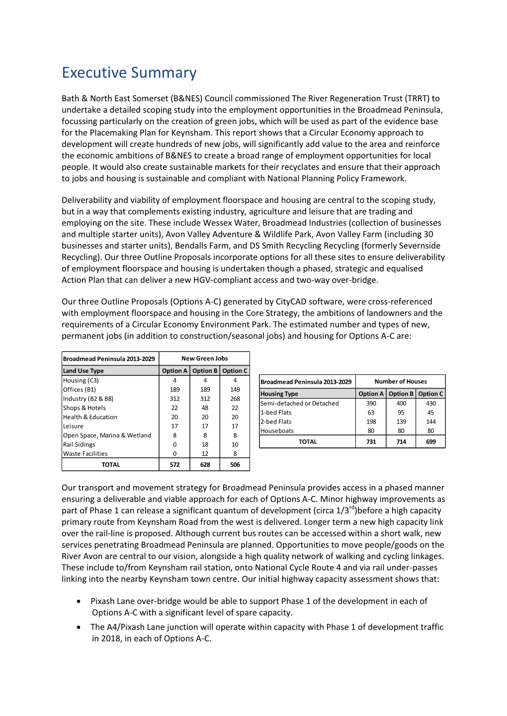 Sections of Draft Broadmead Peninsula Scoping Study