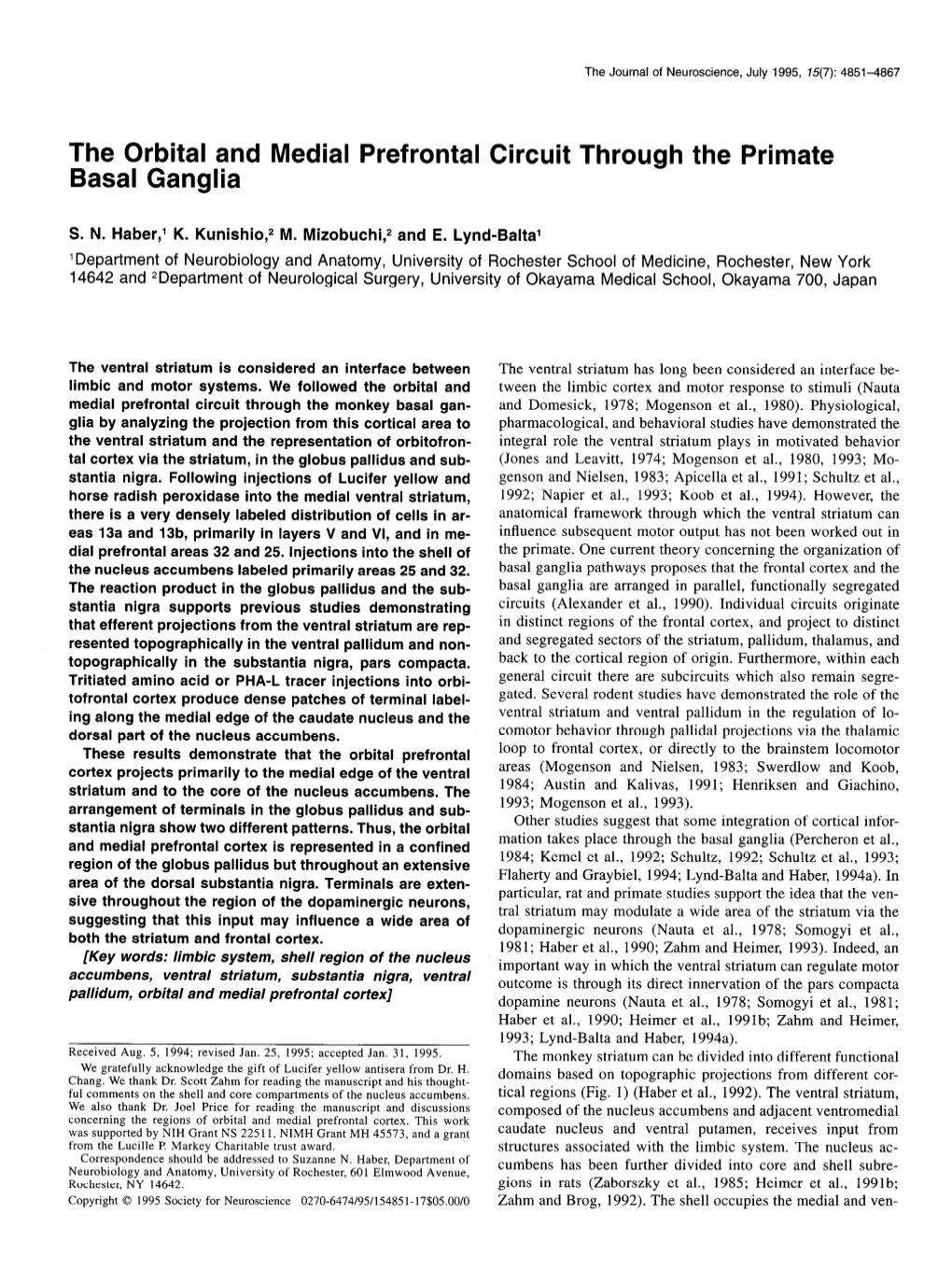 The Orbital and Medial Prefrontal Circuit Through the Primate Basal Ganglia