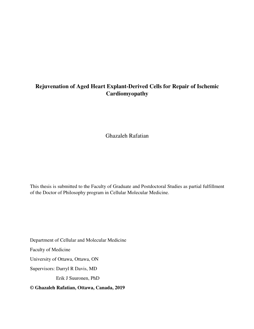 Rejuvenation of Aged Heart Explant-Derived Cells for Repair of Ischemic Cardiomyopathy