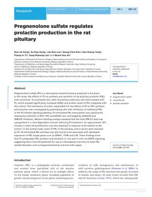 Pregnenolone Sulfate Regulates Prolactin Production in the Rat Pituitary