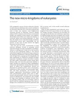 The New Micro-Kingdoms of Eukaryotes Jan Pawlowski*