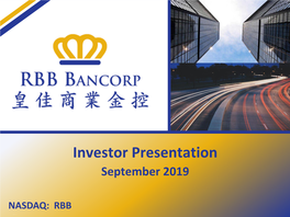 Investor Presentation September 2019