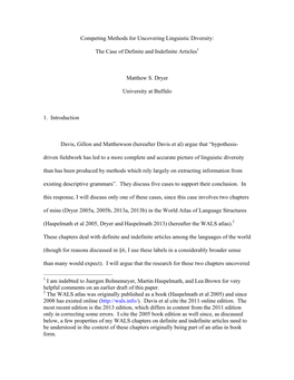 The Case of Definite and Indefinite Articles1 Matthew S. Dryer Universit
