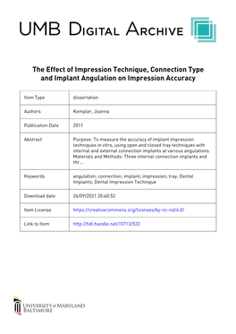 The Effect of Impression Technique, Connection Type and Implant Angulation on Impression Accuracy