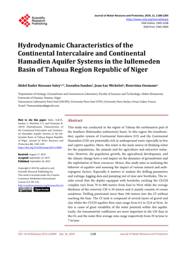 Hydrodynamic Characteristics of the Continental Intercalaire and Continental Hamadien Aquifer Systems in the Iullemeden Basin of Tahoua Region Republic of Niger