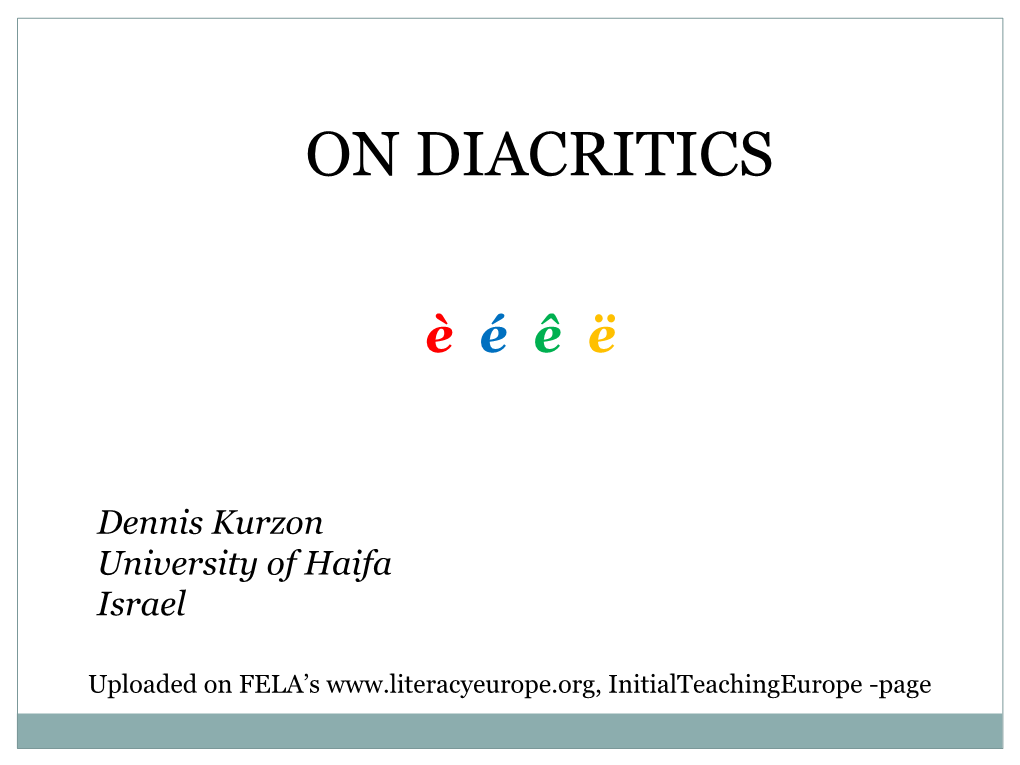 On Diacritics