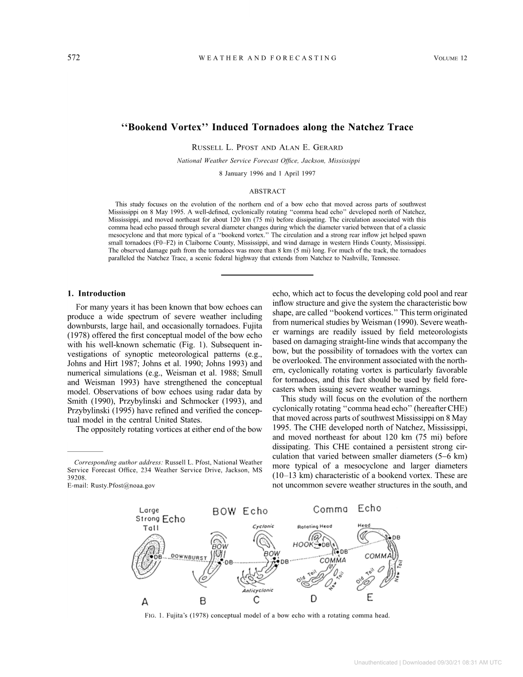 ''Bookend Vortex'' Induced Tornadoes Along the Natchez Trace