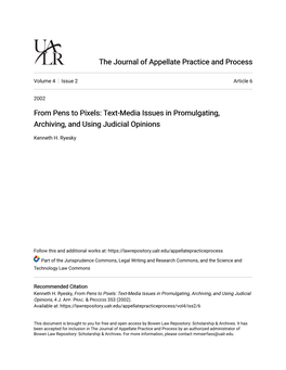 Text-Media Issues in Promulgating, Archiving, and Using Judicial Opinions