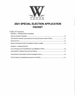 2021 Special Election Application Packet