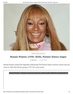 Bonnie Pointer Obituary: Legendary Pointer Sisters Singer, Dies at 69 - Legacy.Com