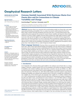 Extreme Rainfall Associated with Hurricane Maria Over Puerto Rico