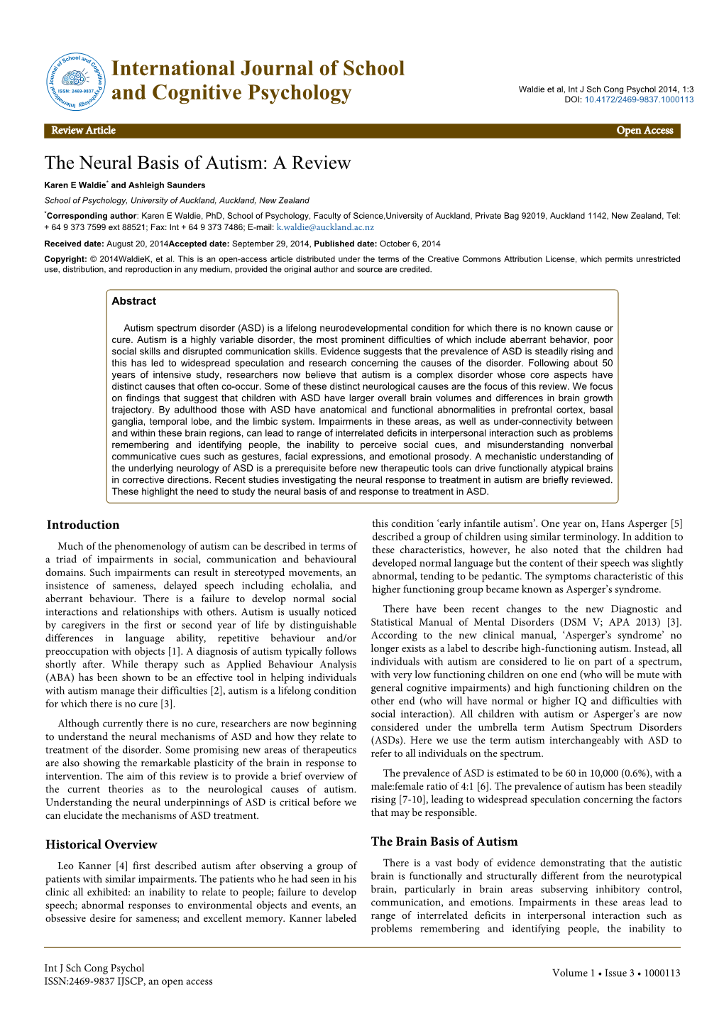 The Neural Basis of Autism: a Review