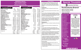 Special Timetable
