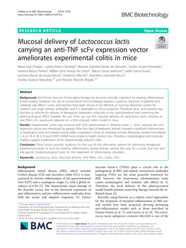 Mucosal Delivery of Lactococcus Lactis Carrying an Anti-TNF Scfv