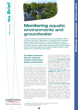 Monitoring Aquatic Environments and Groundwater Brief