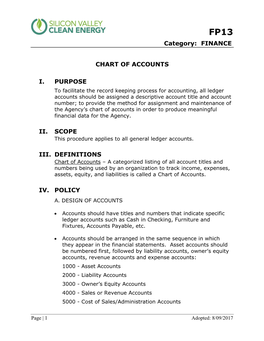 G&A101 Chart of Accounts