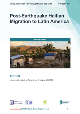 Post-Earthquake Haitian Migration to Latin America