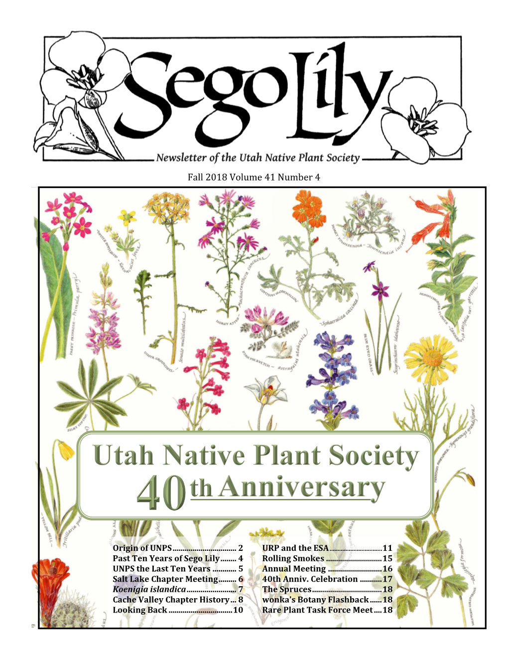 Fall 2018 Sego Lily Newsletter