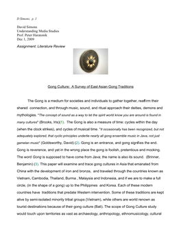 Literature Review Gong Culture