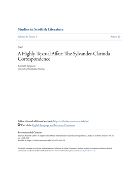 A Highly-Textual Affair: the Sylvander-Clarinda Correspondence