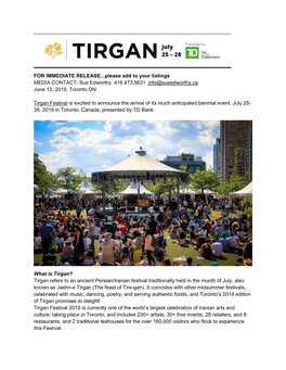 Tirgan 2019 Press Release