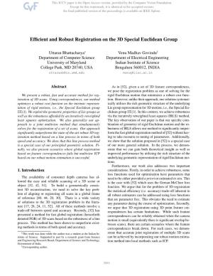 Efficient and Robust Registration on the 3D Special Euclidean Group