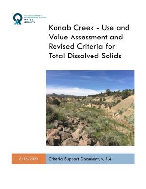 Kanab Creek - Use and Value Assessment and Revised Criteria for Total Dissolved Solids