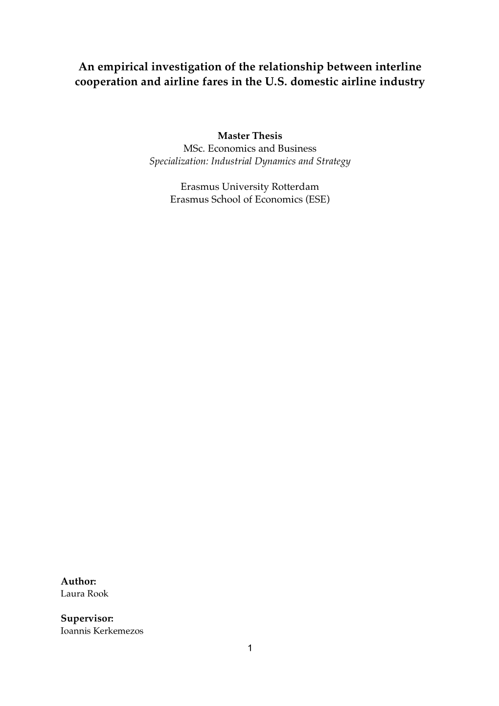 An Empirical Investigation of the Relationship Between Interline Cooperation and Airline Fares in the U.S