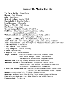 Seussical the Musical Cast List