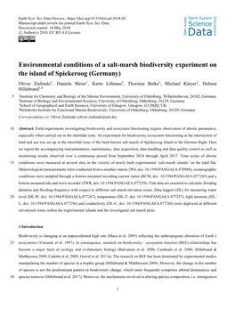 Environmental Conditions of a Salt-Marsh Biodiversity Experiment