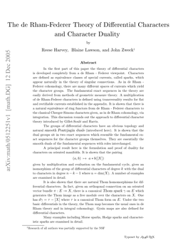 The De Rham-Federer Theory of Differential Characters and Character Duality