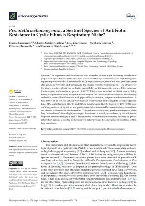 Prevotella Melaninogenica, a Sentinel Species of Antibiotic Resistance in Cystic Fibrosis Respiratory Niche?