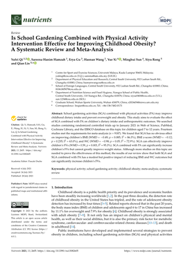 Is School Gardening Combined with Physical Activity Intervention Effective for Improving Childhood Obesity? a Systematic Review and Meta-Analysis