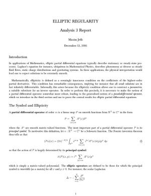 ELLIPTIC REGULARITY Analysis 3 Report