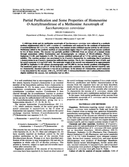 Partial Purification and Some Properties of Homoserine O