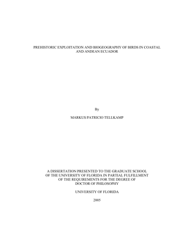 Prehistoric Exploitation and Biogeography of Birds in Coastal and Andean Ecuador