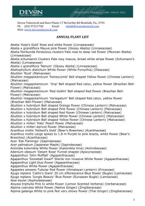 Annual Plant List