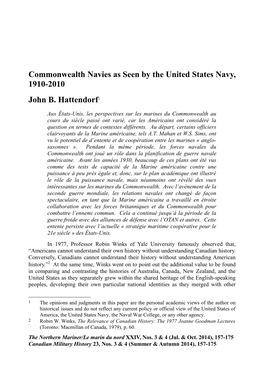Commonwealth Navies As Seen by the United States Navy, 1910-2010