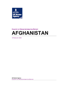 UK Home Office Country of Origin Information Report Afghanistan Feb. 2008