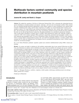 Multiscale Factors Control Community and Species Distribution in Mountain Peatlands