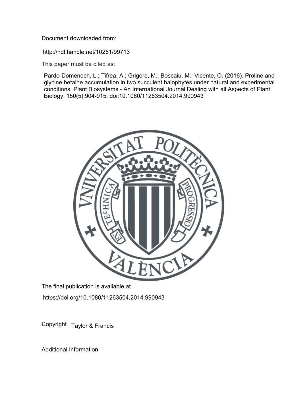 Document Downloaded From: This Paper Must Be Cited As: the Final Publication Is Available at Copyright Additional Information Ht