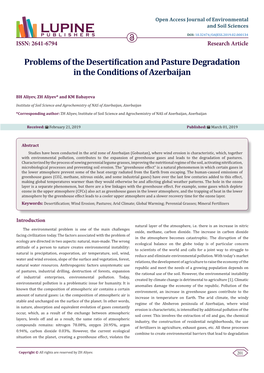 Problems of the Desertification and Pasture Degradation in the Conditions of Azerbaijan