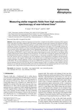 Measuring Stellar Magnetic Fields from High Resolution Spectroscopy Of