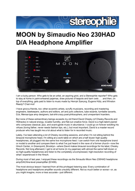 MOON by Simaudio Neo 230HAD D/A Headphone Amplifier
