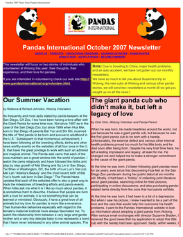 October 2007 News from Pandas International