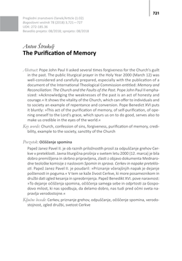 The Purification of Memory