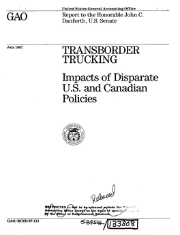 RCED-87-111 Transborder Trucking: Impacts of Disparate U.S. And