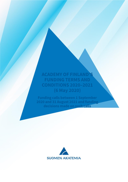 Academy of Finland's Funding Terms and Conditions 2020