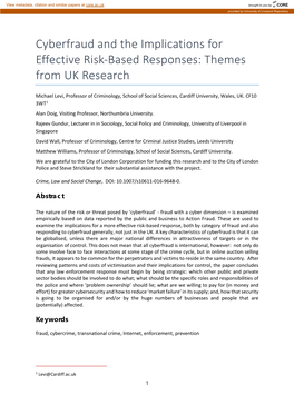 Cyberfraud and the Implications for Effective Risk-Based Responses: Themes from UK Research